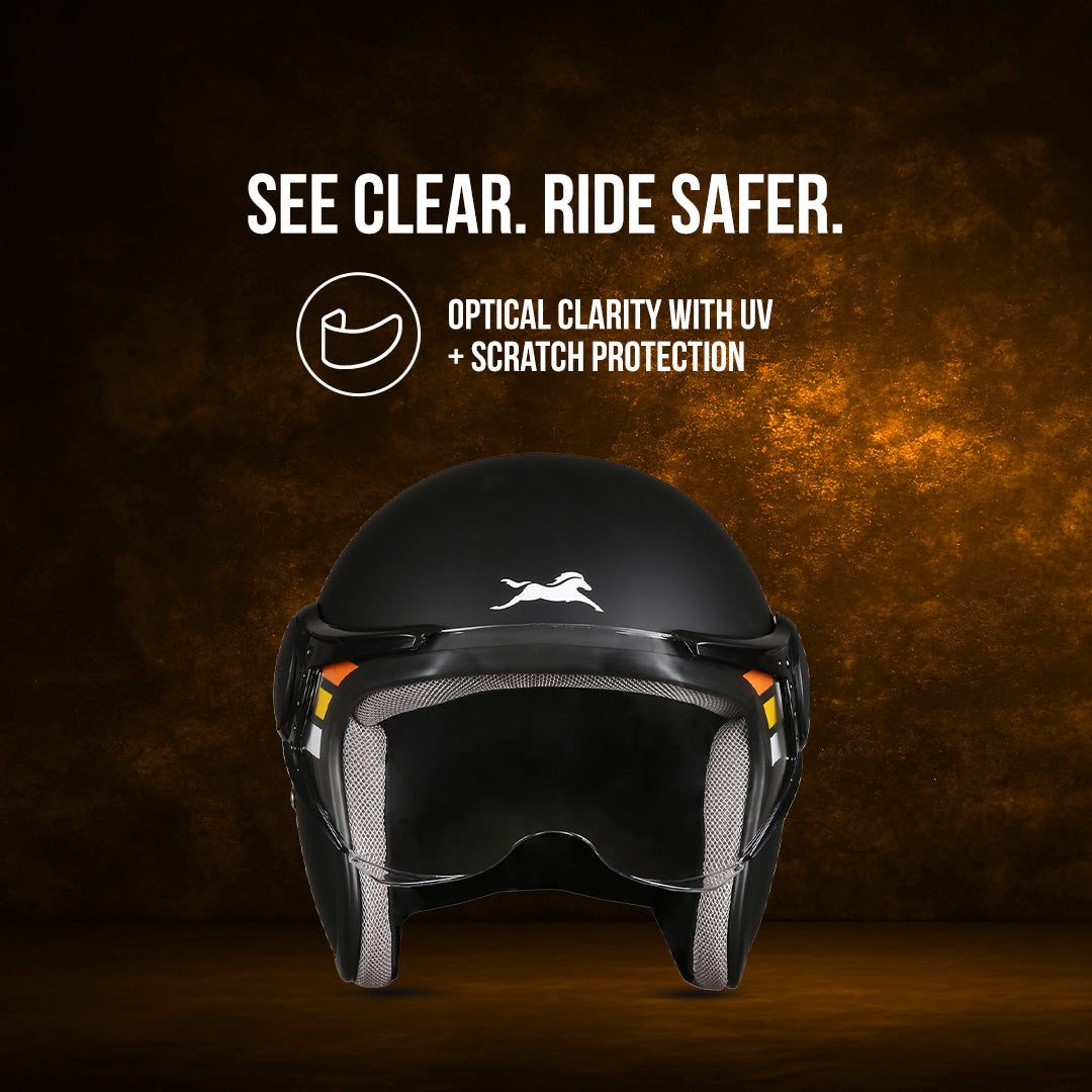 TVS Cruisetown Open Face Helmet – Stylish & Safe Helmet for Riders | ISI & DOT Certified | Premium Protection for Men & Women | Comfortable, Durable & Lightweight Design with Visor